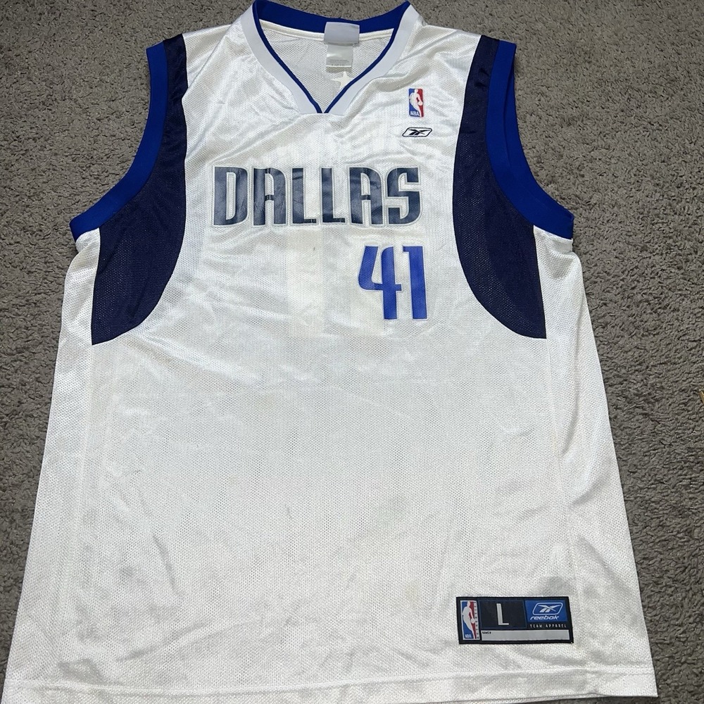 Nike Dallas Mavericks Dirk Nowitzki #41 NBA Jersey White Blue Size L